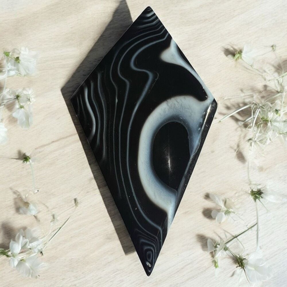 Black Agate Crystal Rhombus/ Diamond